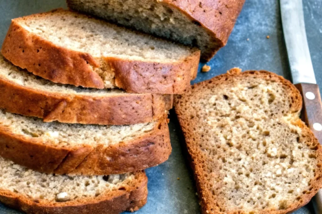 Banana bread batter poured into a loaf pan, ready to bake.