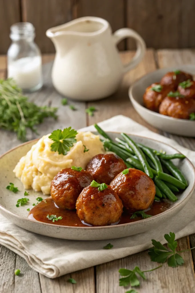 Delicious glazed ham balls recipe with sides