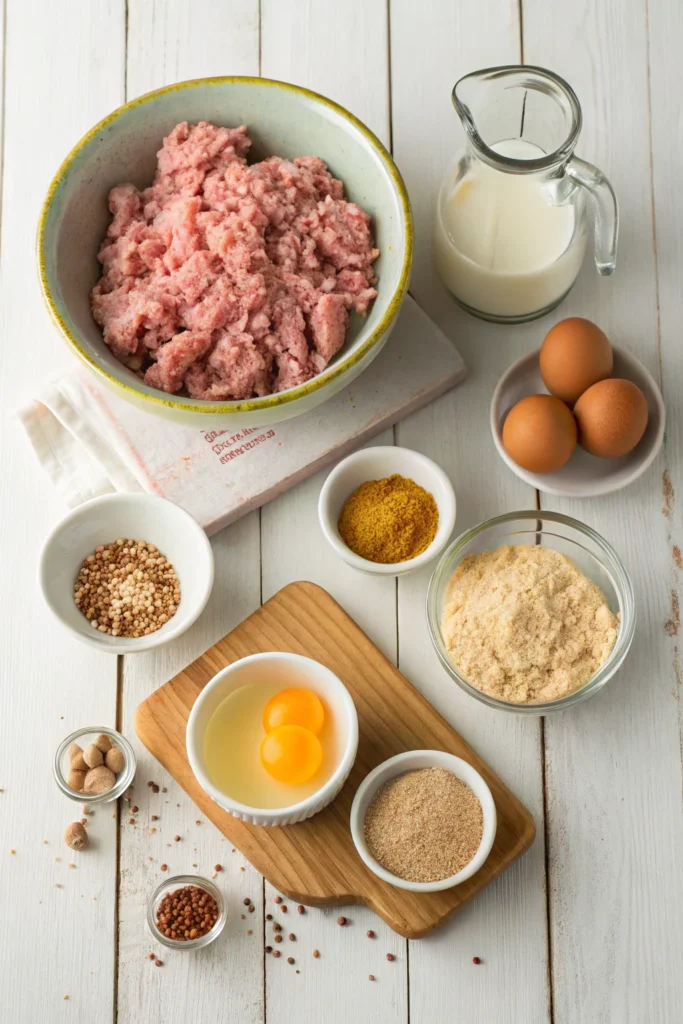 Ingredients for ham balls recipe