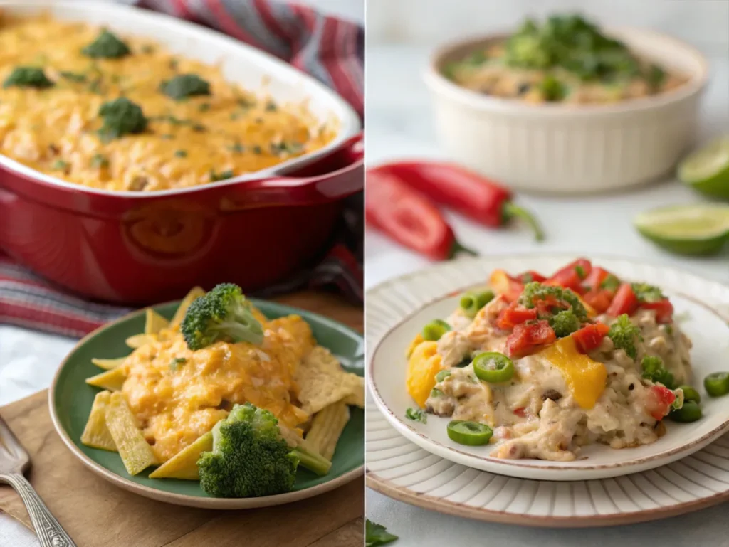 Two tuna helper variations: a creamy broccoli version and a spicy Tex-Mex twist.