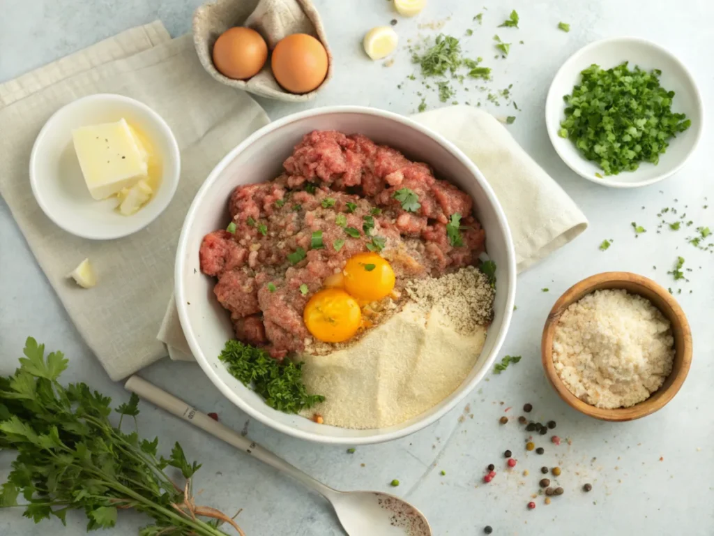 Italian Meatloaf Recipe Ingredients Mixing