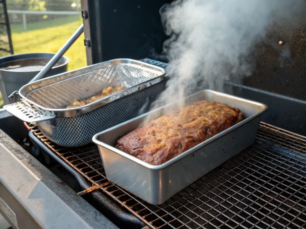 Meatloaf in a smoker for the perfect BBQ flavor